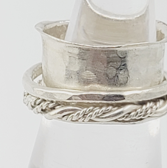 SPINNER MEDITATION RING HANDMADE IN STERLING SILVER METAL SIZE 5.5 - Picture 3 of 6